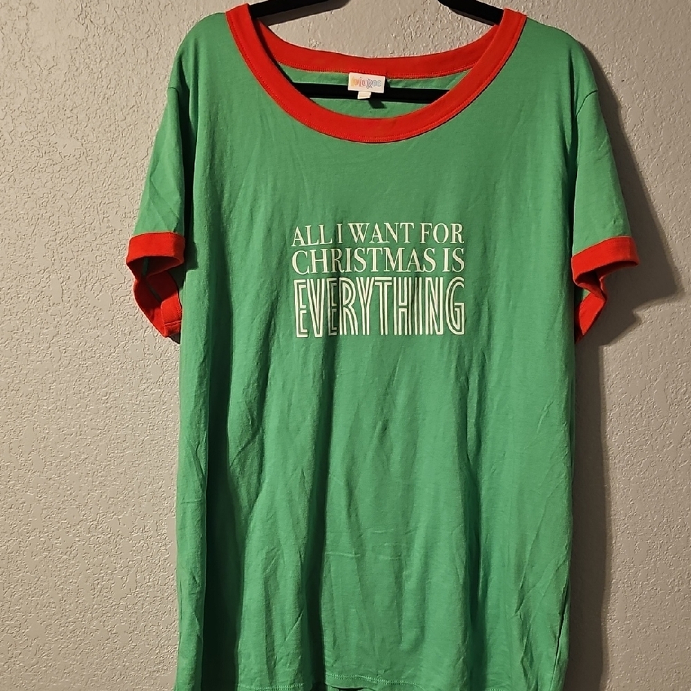 LuLaRoe Festive Red and Green Top